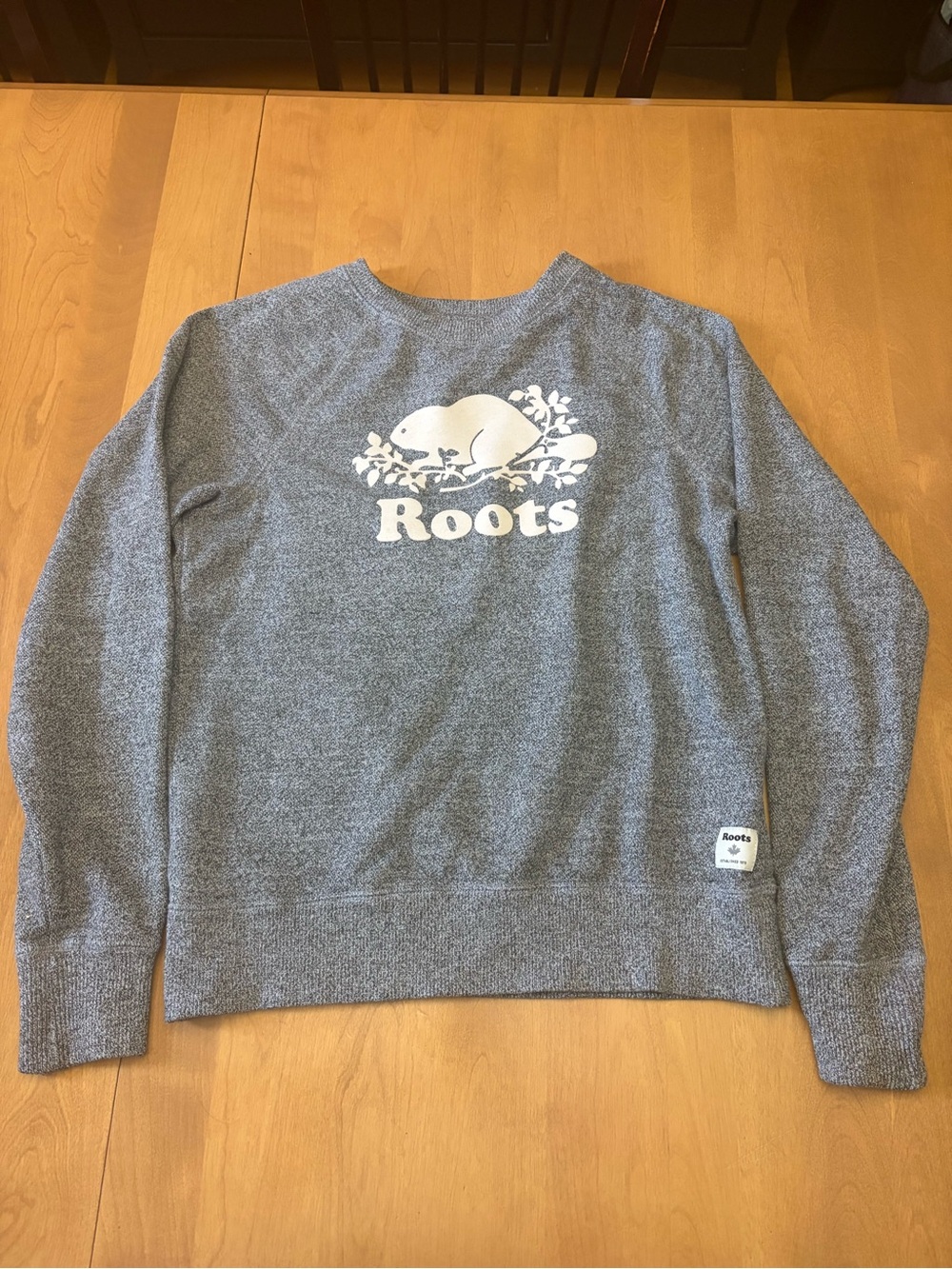 Roots Gray Crew Sweatshirt with White Beaver Logo